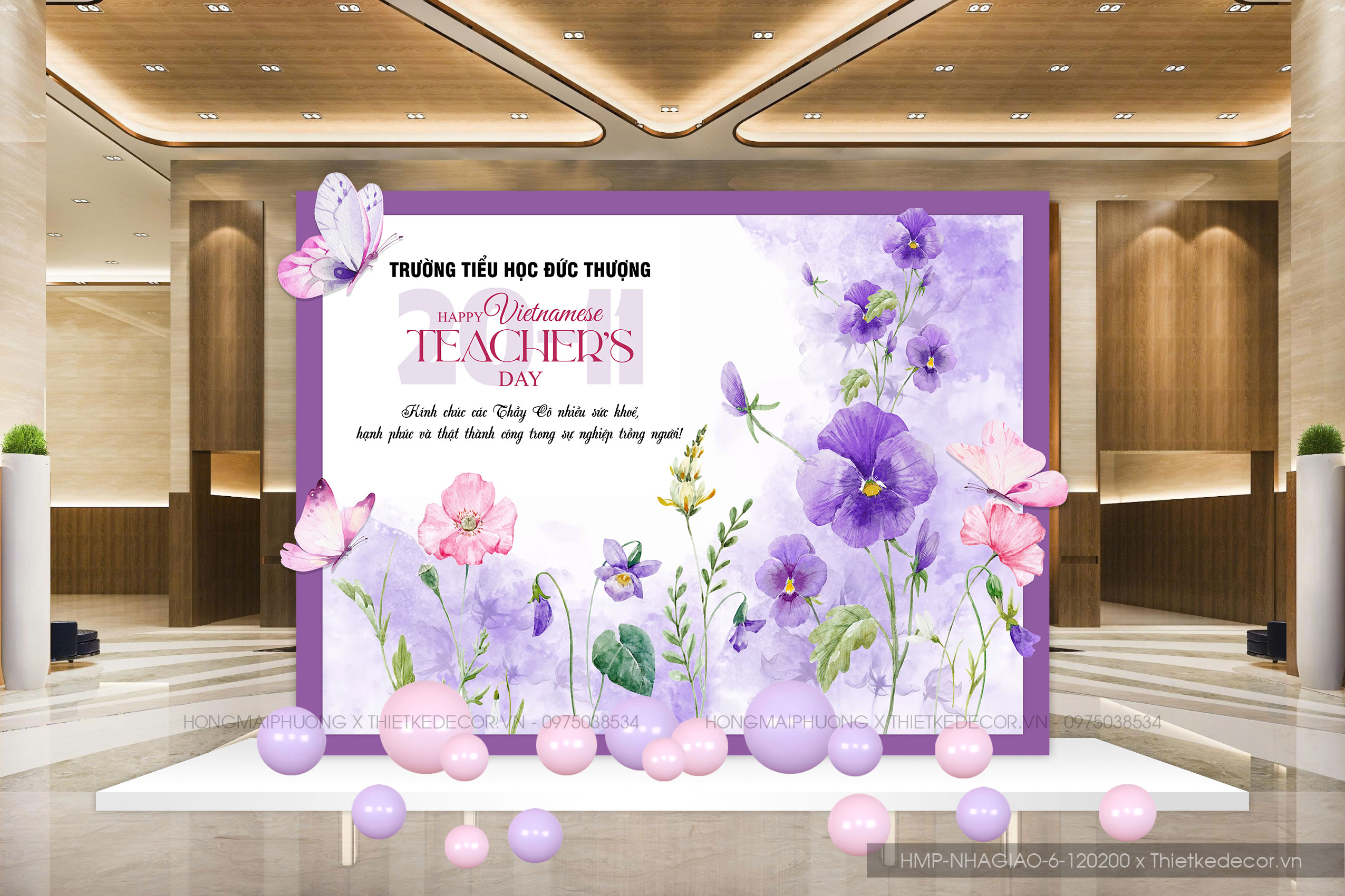 Backdrop nhà giáo Việt Nam 20-11 tone tím